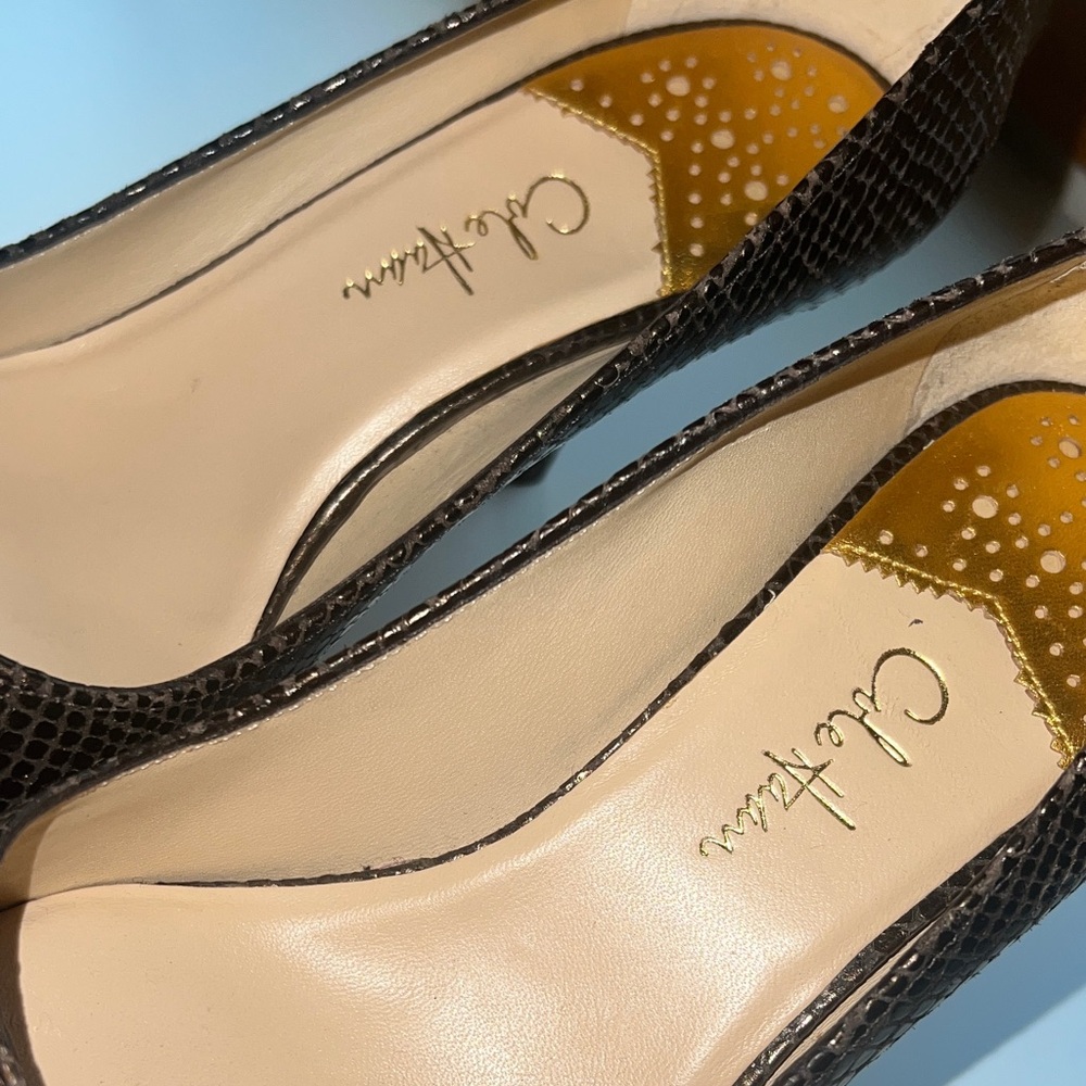 Cole Haan Brown Snake-Print Pointed Toe 3” Heels Nike air cushion. Size 8 B - Picture 4 of 8